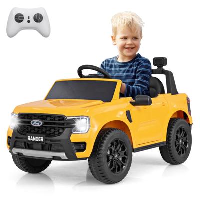 Gelicentieerde Ford 12V Elektrische Auto voor Kinderen Afstandsbediening USB Muziek Verhaal Draadloze Verbinding Geel