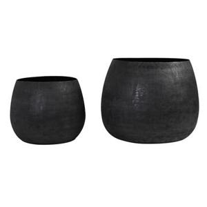 Light&living Pot deco S|2 Ø38,5x28,5+Ø50x37,5 cm GENOLU mat zwart