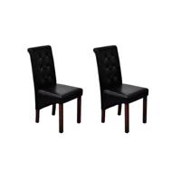 Eetkamerstoelen 2 st kunstleer zwart - thumbnail