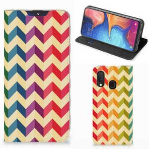 Samsung Galaxy A20e Hoesje met Magneet Zigzag Multi Color