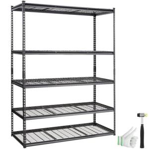 VEVOR opbergrek 5 niveaus verstelbaar 2000lb capaciteit garageplanken metalen organisator draadplank zwart 60" x 24" x 78" voor keuken, bijkeuken kelder badkamer waskast