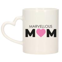 Cadeau koffie/thee mok voor Mama - wit - marvellous Mama - keramiek - 300 ml - Moederdag