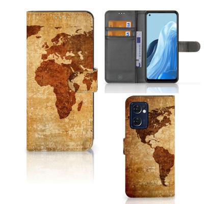 OPPO Find X5 Lite | Reno 7 5G | Flip Cover | Wereldkaart