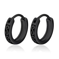 LGT JWLS RVS Heren Oorringen zwart met tribal motief