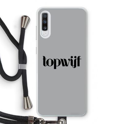 Topwijf Grijs Zwart: Samsung Galaxy A70 Transparant Hoesje met koord