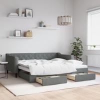 Slaapbank onderschuifbed en lades 90x190 cm stof donkergrijs
