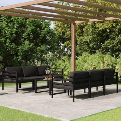 7-delige Loungeset met kussens aluminium antracietkleurig