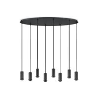 Metaal kroonluchter - Industrie hanglamp - Zwart - Met 8 pcs lampvoeten - Ontworpen voor Eetkamer en Slaapkamer - 80 x 25 x 117.5cm - set met E27 Lamphouder - voor Lampenkap met Doorsnede max 15cm - Gloeilamp Niet Inbegrepen