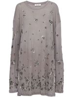 Miu Miu robe en jersey à fleurs brodées - Gris