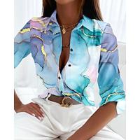 Dames Overhemd Blouse Abstract nappi Afdrukken Casual Elegant Modieus Dagelijks Lange mouw Overhemdkraag Blozend Roze Herfst winter Lightinthebox