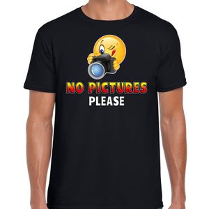 Funny emoticon t-shirt No pictures please zwart heren