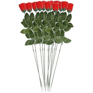 12x Nep planten rode Rosa roos kunstbloemen 60 cm decoratie   -