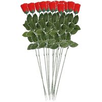 12x Nep planten rode Rosa roos kunstbloemen 60 cm decoratie   -