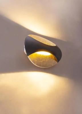 Wandlamp zwart & bladgoud &apos;Alexandra&apos; led lamp 210mm