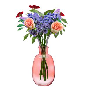 Giftdecor Bloemenvaas Crystal - luxe deco glas - rood transparant - D21 x H36 cm - ovale bol vaas