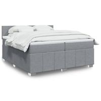 Boxspring met matras stof lichtgrijs 200x200 cm