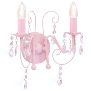 VidaXL Wandlamp met kralen 2 x e14 roze