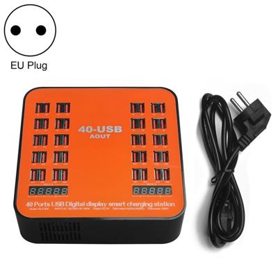 WLX-840 200W 40 havens USB digitale display slimme oplaad station AC100-240V EU-stekker (zwart + oranje)