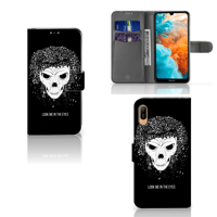 Telefoonhoesje met Naam Huawei Y6 (2019) Skull Hair | Portemonnee hoesje