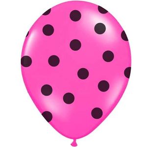 Ballonnen Fuchsia Dots Zwart 50 Stuks