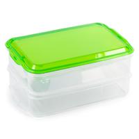 Lunch en Vleeswaren bewaarbakjes - transparant/groen - 24 x 16 x 11 cm - 2 lagen - vershouddoos
