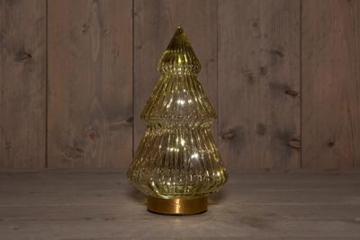 B.O.T. Tree Glass 15X28,5 cm Amber With Golden Base 10Led - Annas collection