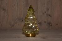 B.O.T. Tree Glass 15X28,5 cm Amber With Golden Base 10Led - Annas collection
