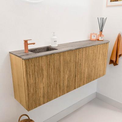 Toiletmeubel Mondiaz Joya Dlux | 111.6 cm | Meubelkleur Oak | Faye wastafel Oza Wasbak Links | 1 kraangat