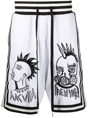 Haculla short de basket à imprimé Face Off - Blanc