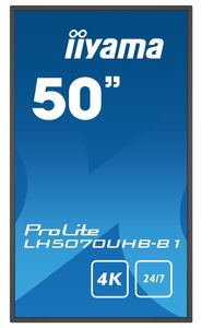 Iiyama ProLite LH5070UHB-B1 Digital Signage display Energielabel: G (A - G) 125.7 cm (49.5 inch) 3840 x 2160 Pixel 24/7 Portretmodus, Anti-burn-in-functie