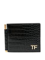 TOM FORD porte-cartes en cuir à plaque logo - Noir