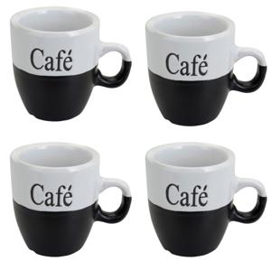 Koffiemok - set 8x stuks - zwart - keramiek - 150 ml