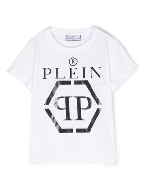 Philipp Plein Junior t-shirt en coton à logo imprimé - Blanc