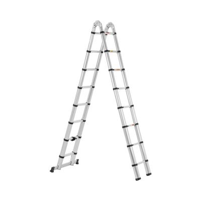 Opvouwbare telescopische ladder - 16 treden - aluminium - hoogte: 0.92 - 2.42/5 m