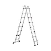 Opvouwbare telescopische ladder - 16 treden - aluminium - hoogte: 0.92 - 2.42/5 m