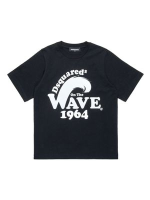 DSQUARED2 KIDS t-shirt en coton à imprimé Wave 1964 - Noir