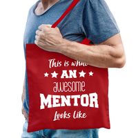 Cadeau tas voor mentor - katoen - 42 x 38 cm - rood - This is what an awesome mentor looks like - thumbnail