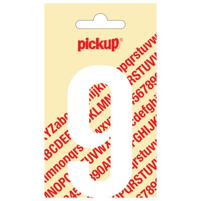 Plakcijfer Nobel 90 mm wit 9