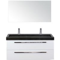 Seville Badmeubelset 120 cm - 2 Laden Wit Hoogglans - Wastafel Lucca Enkel met Spiegel