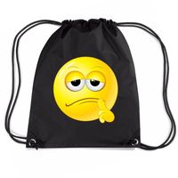 Nylon emoticon smile bedenkelijk rugzak zwart met rijgkoord Nylon emoticon smile bedenkelijk rugzak zwart met rijgkoord