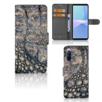 Sony Xperia 10 III | Telefoonhoesje | Met pasjeshouder | Krokodillenprint