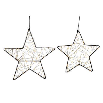 Anna's Collection Verlichte sterren - 2x - warm wit - 26 en 36 cm - LED verlichting