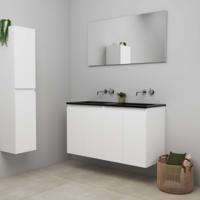 On-Line Badkamermeubelset - 120 cm - Bouwpakket - Greeploze Ladestructuur - Acryl Wastafel - zonder Kraangat - Spiegel - Mat Wit - V01