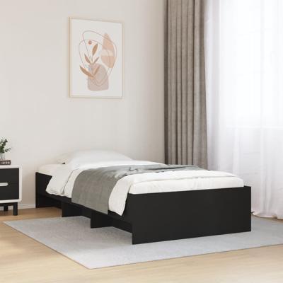 Bedframe bewerkt hout zwart 75x190 cm