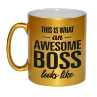 This is what an awesome boss looks like - tekst cadeau koffiemok - De Baas beker - 300 ml - goud
