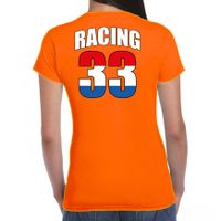 Oranje t-shirt Racing 33 supporter / race fan voor dames - thumbnail