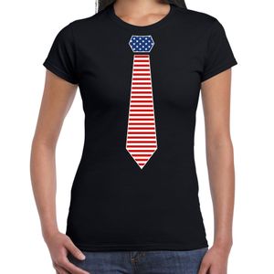 Verkleed t-shirt voor dames - Amerikaanse stopdas - zwart - themafeest