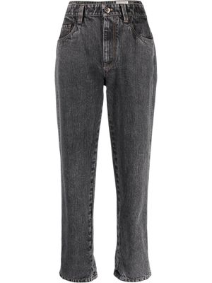 Brunello Cucinelli jean droit à taille haute - Noir
