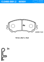 Remblokkenset, schijfrem ATE, u.a. fÃ¼r Nissan, Renault