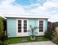 Woodpro Groet Tuinhuis 450x300 cm 28 mm vuren blank- Plat dak- Onbehandeld vurenhout- Woodpro